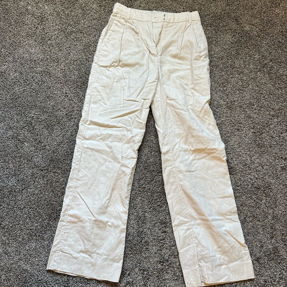 Abercrombie & Fitch Off-White Casual Linen Pants